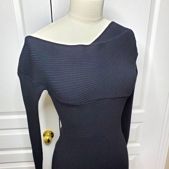 Moon River One-Shoulder Sweater Midi Dress Black Size S - Picture 4 of 6